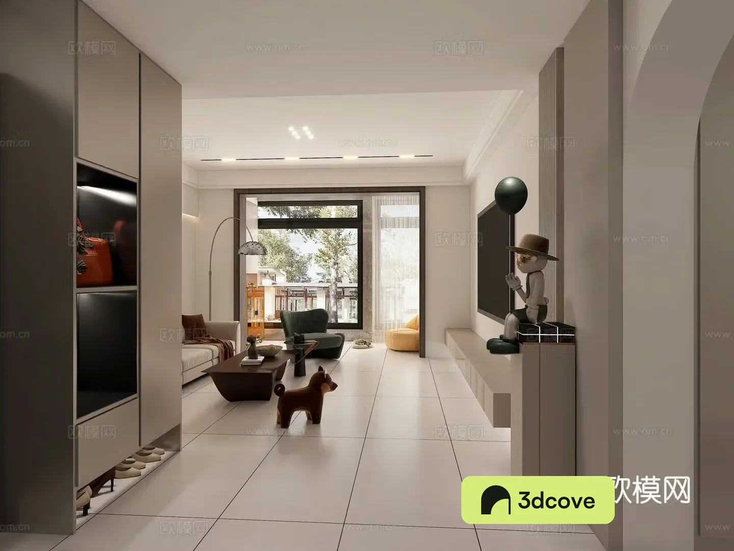Modern Italian light luxury living and dining room