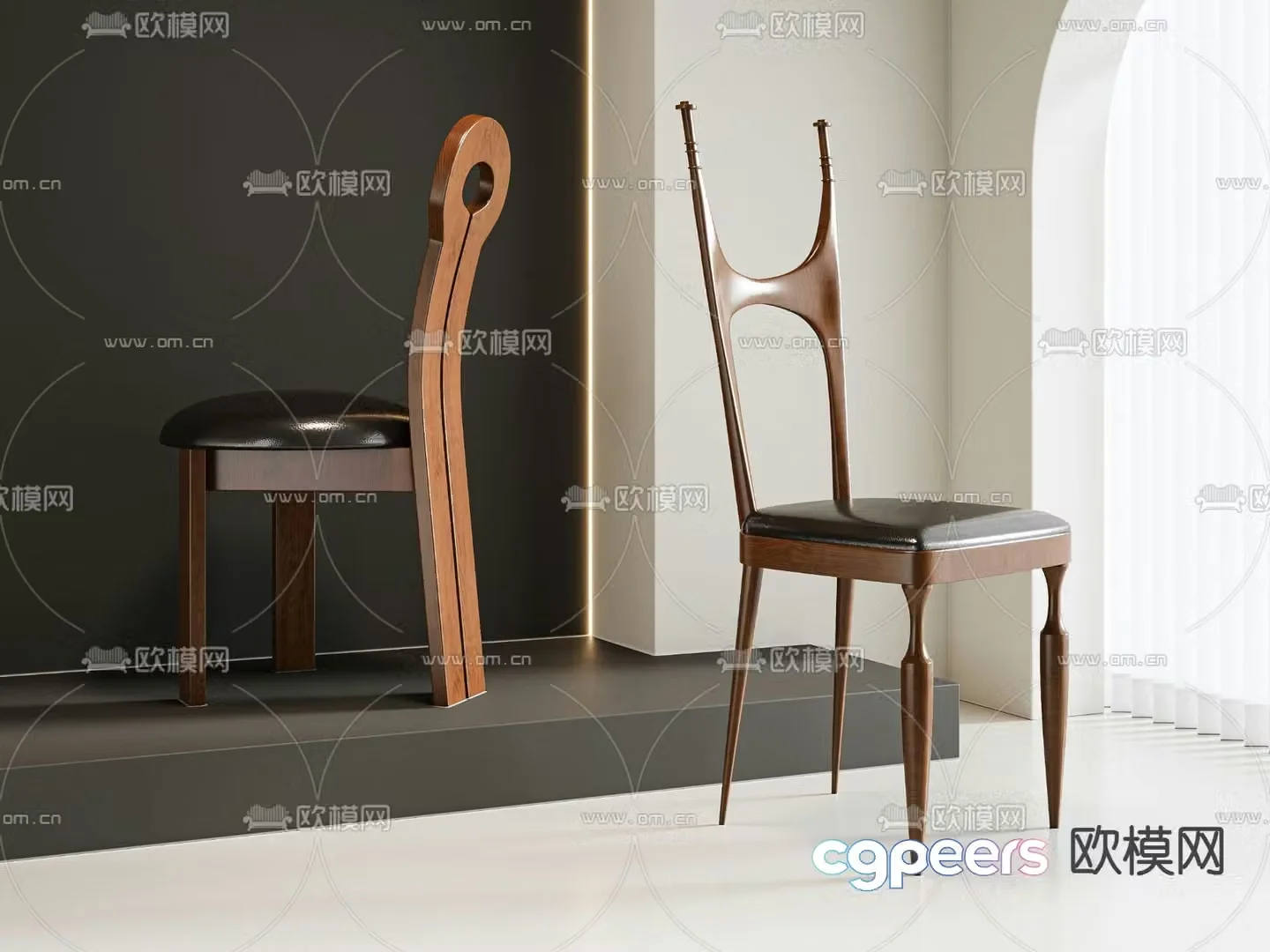 Medieval style chair dining chair 3d model