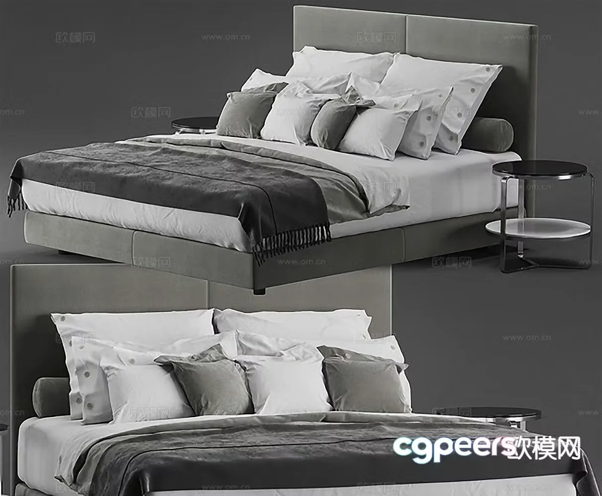 Modern double bed 3d model