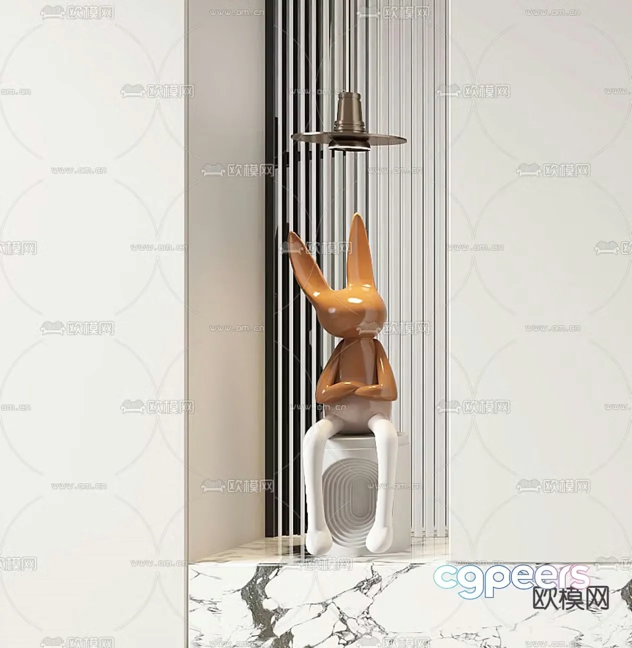 Rabbit sculpture doll cartoon ornaments 3d model