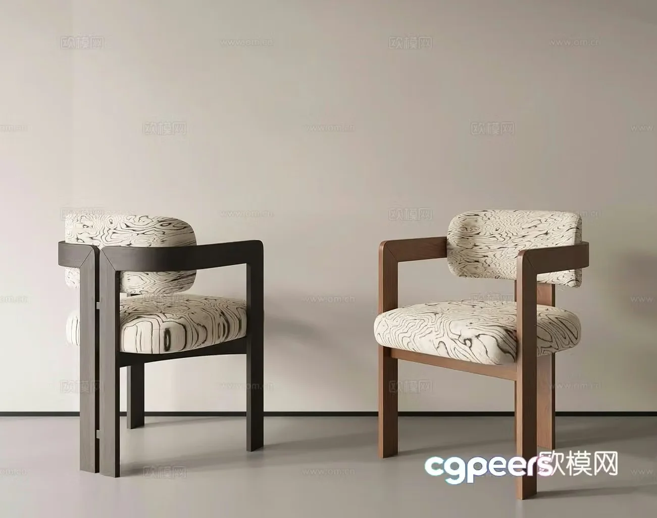 Modern medieval dining chair_wood chair_cloth chair 3D model