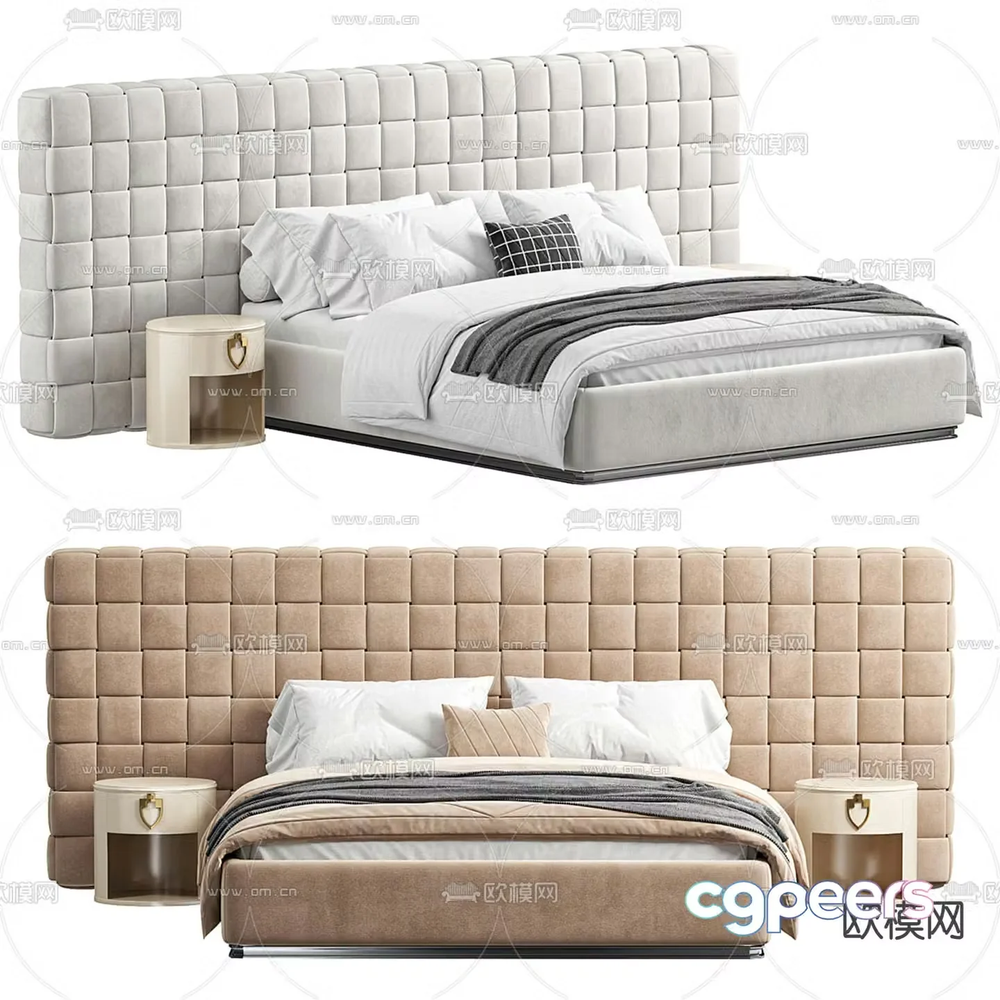 Visionnaire simple European fabric double bed 3d model
