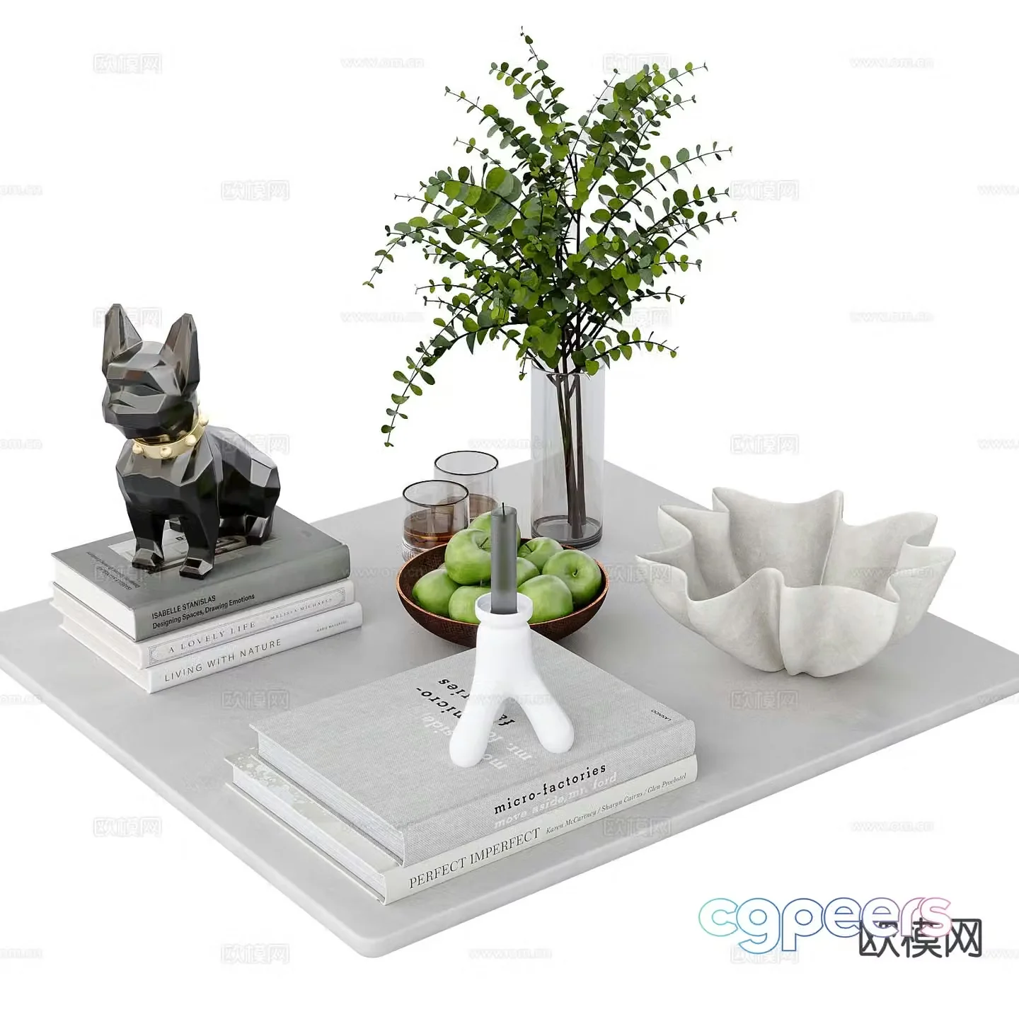 Modern jewelry ornaments books vase 3d model
