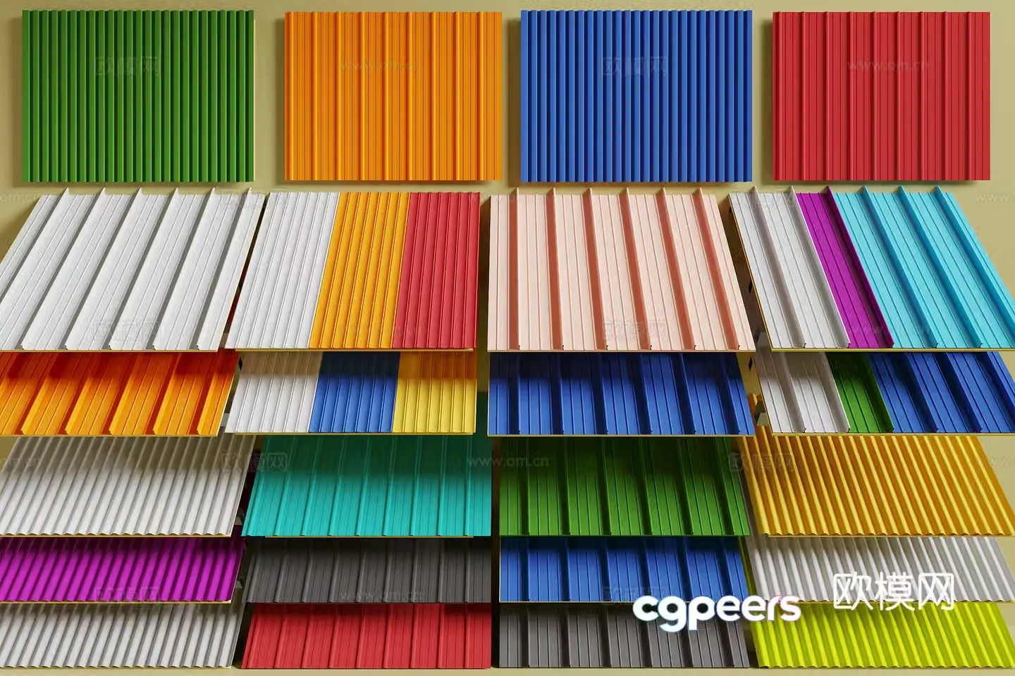 Modern colored steel tile 3D model
