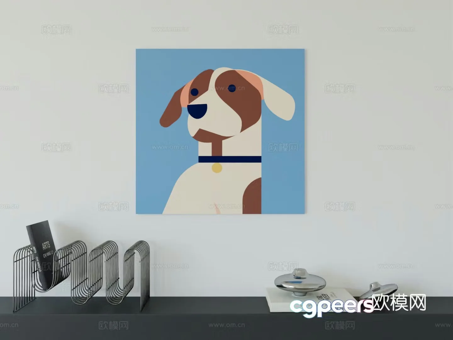 Modern minimalist cute cartoon character boy room girl room hanging painting 3d model