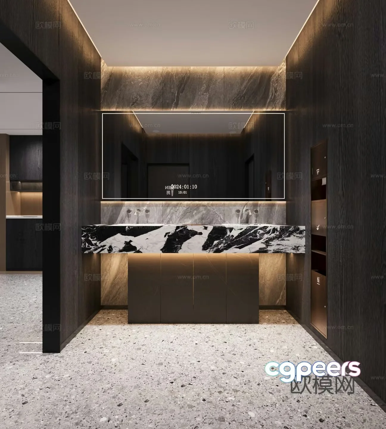 Italian office bathroom dry area 3d model