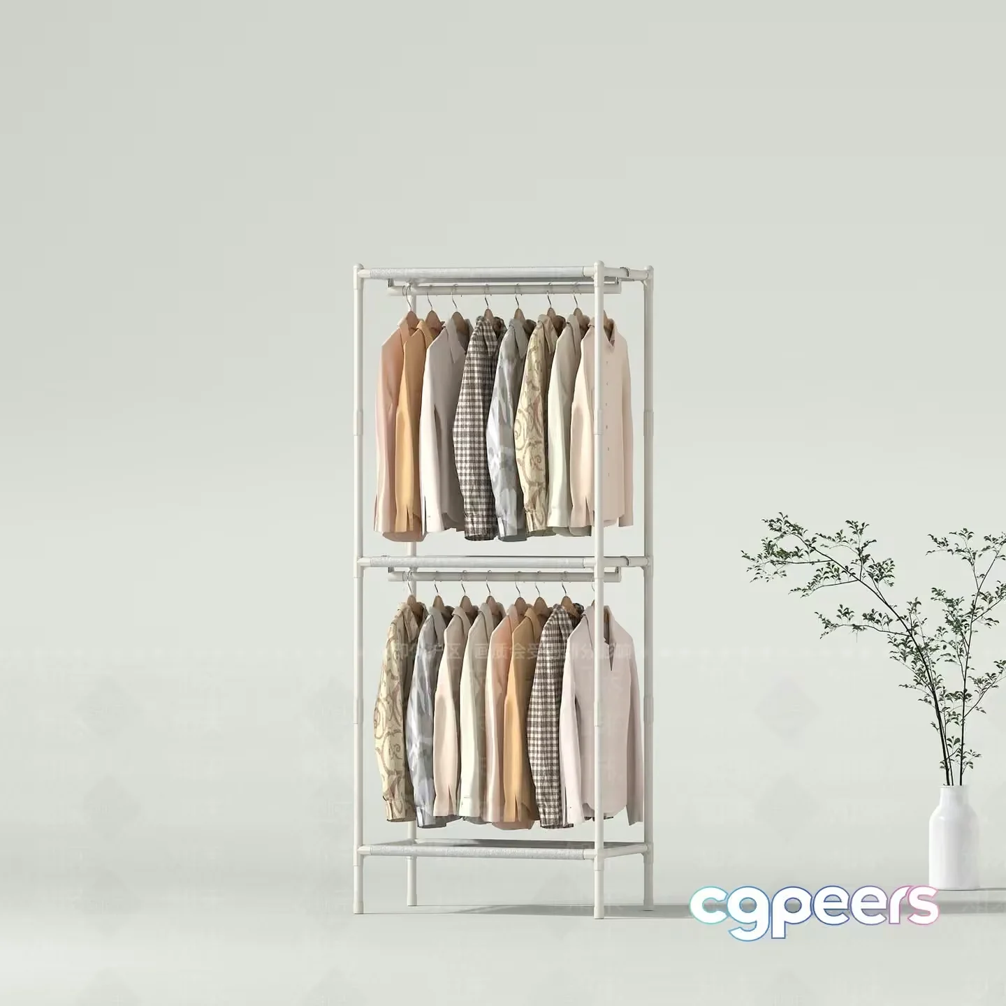 A White Clothing Rack 3D Model – 16042 – VRAY Render