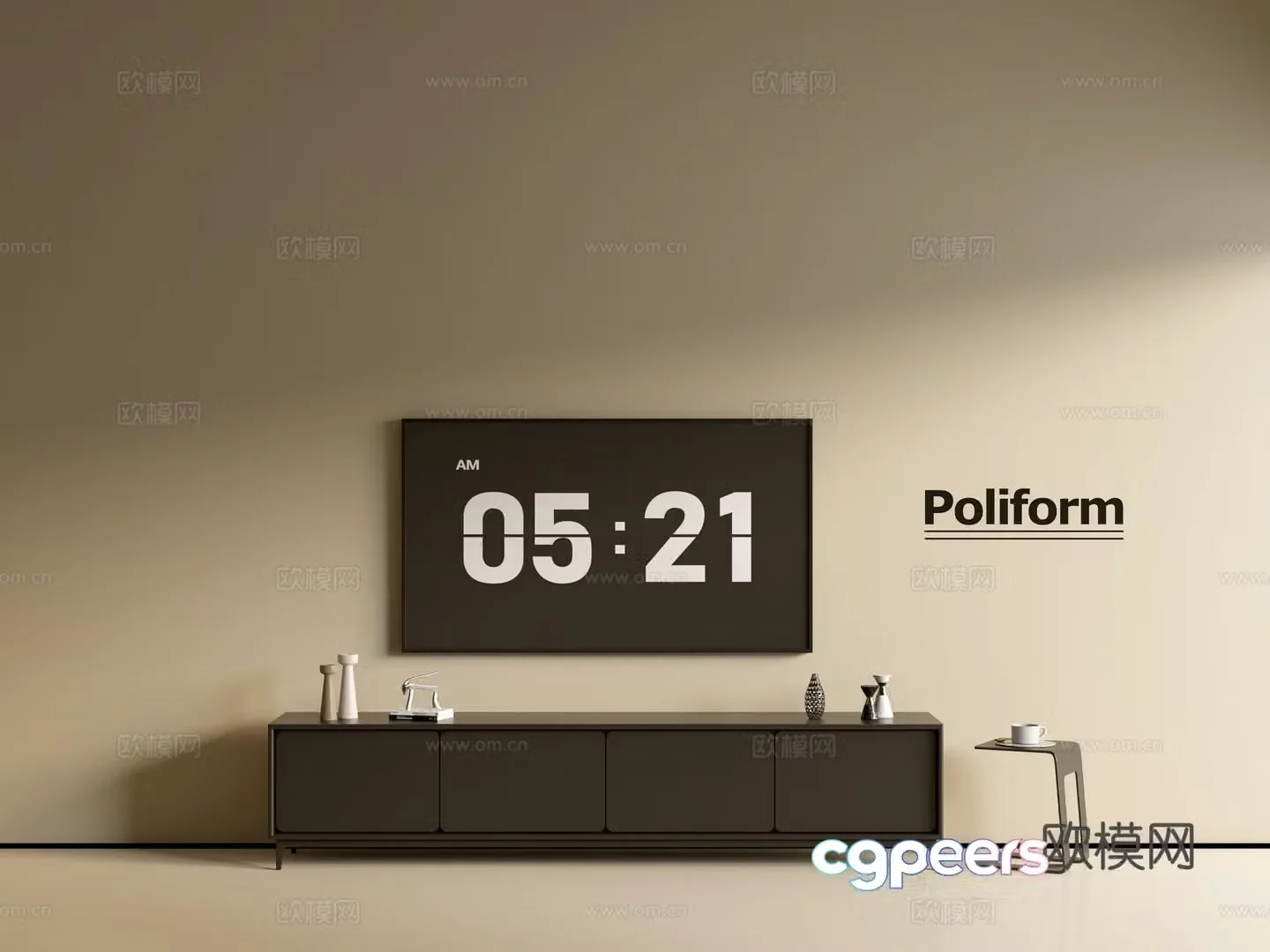 Modern black TV cabinet ins style minimalist wind cabinet whole cabinet sideboard balcony cabinet 3d model
