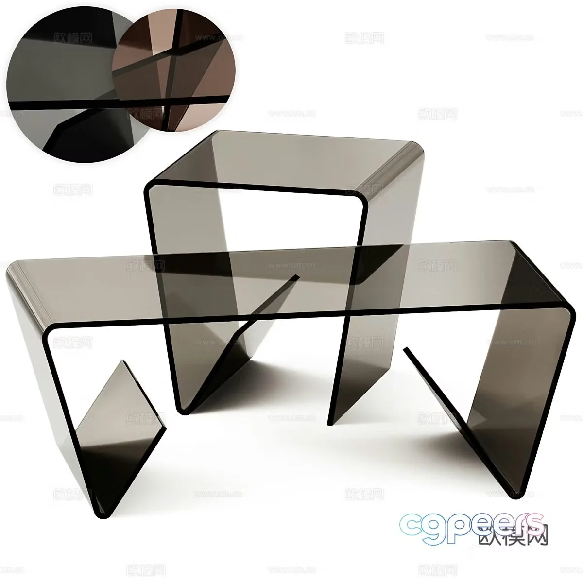 Modern Italian minimalist acrylic coffee table 3D model