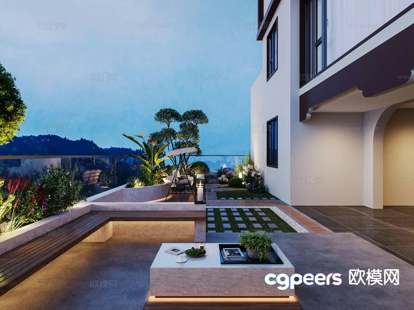 Modern garden landscape courtyard landscape 3d model