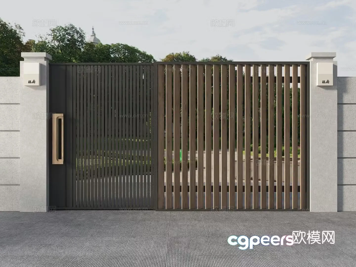 Courtyard door Villa door Garden door Wrought art gate Entrance door 3D model