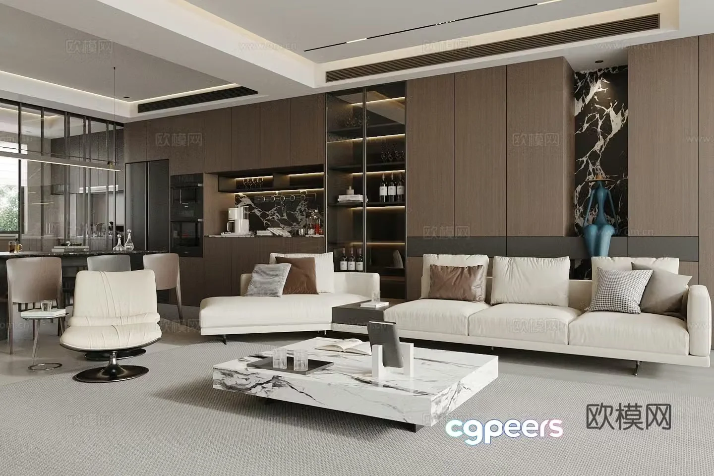 Light luxury home living room Italian living room Large apartment living room Sofa coffee table combination 3D model