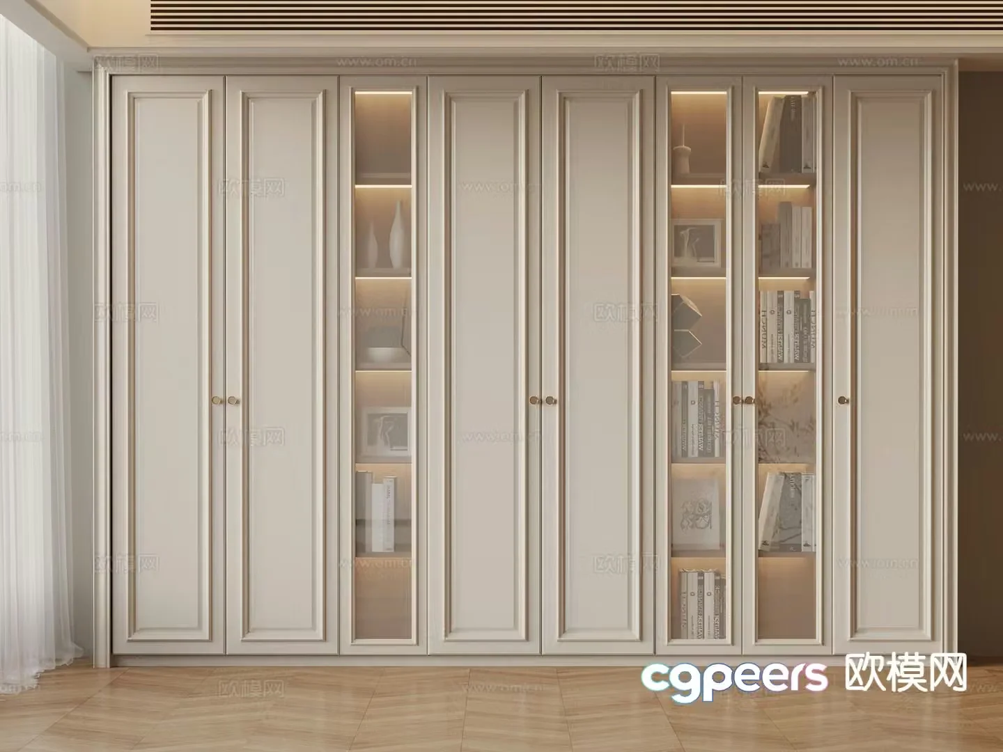 Cream style bookcase 3d model