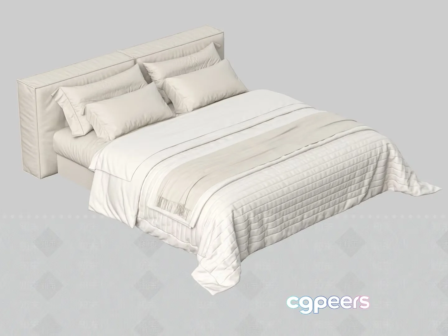 Cozy White Bed 3D Model – 20737 – VRAY Render