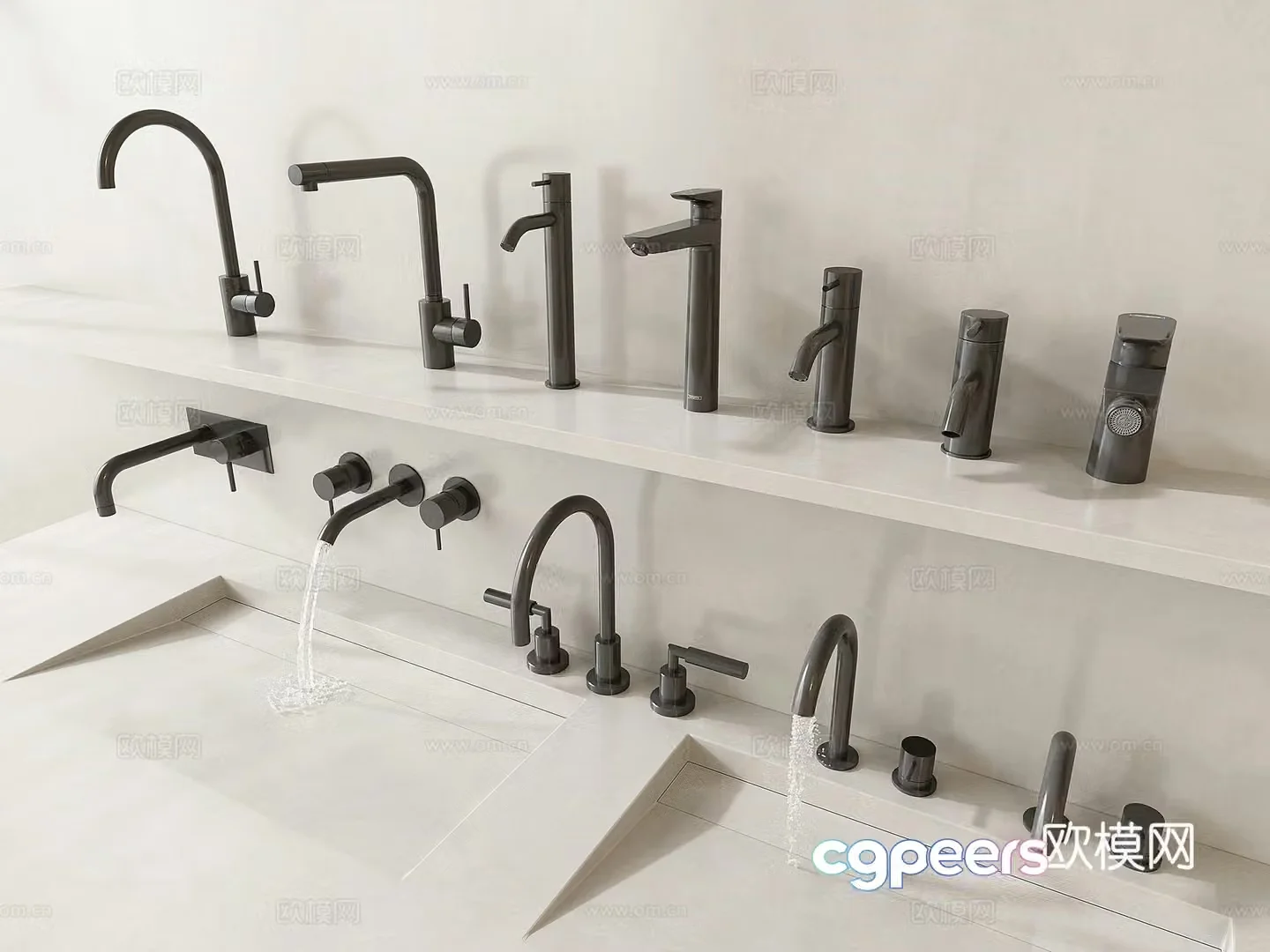 Stainless steel faucet wall drainage faucet 3D model
