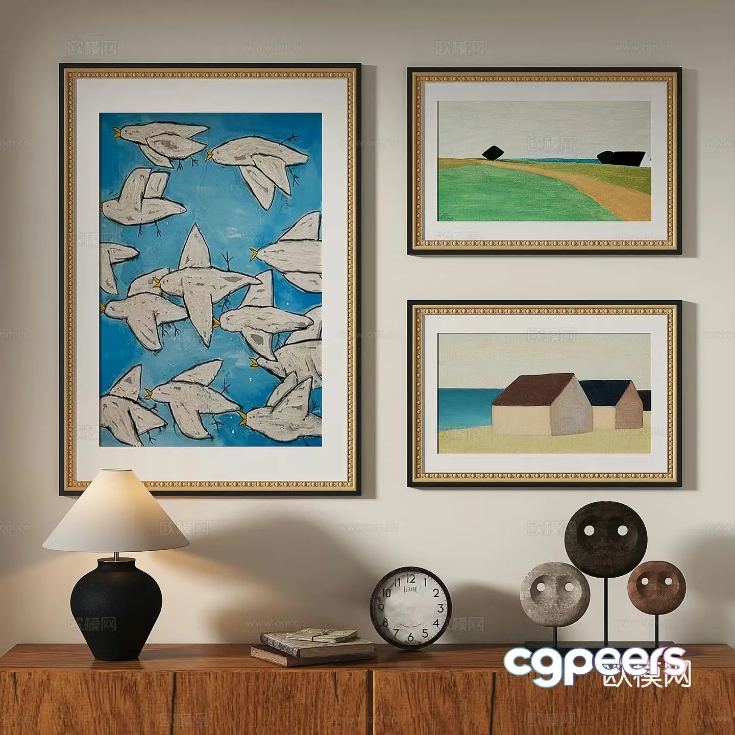 French European classical modern retro medieval abstract light luxury decorative painting 3d model