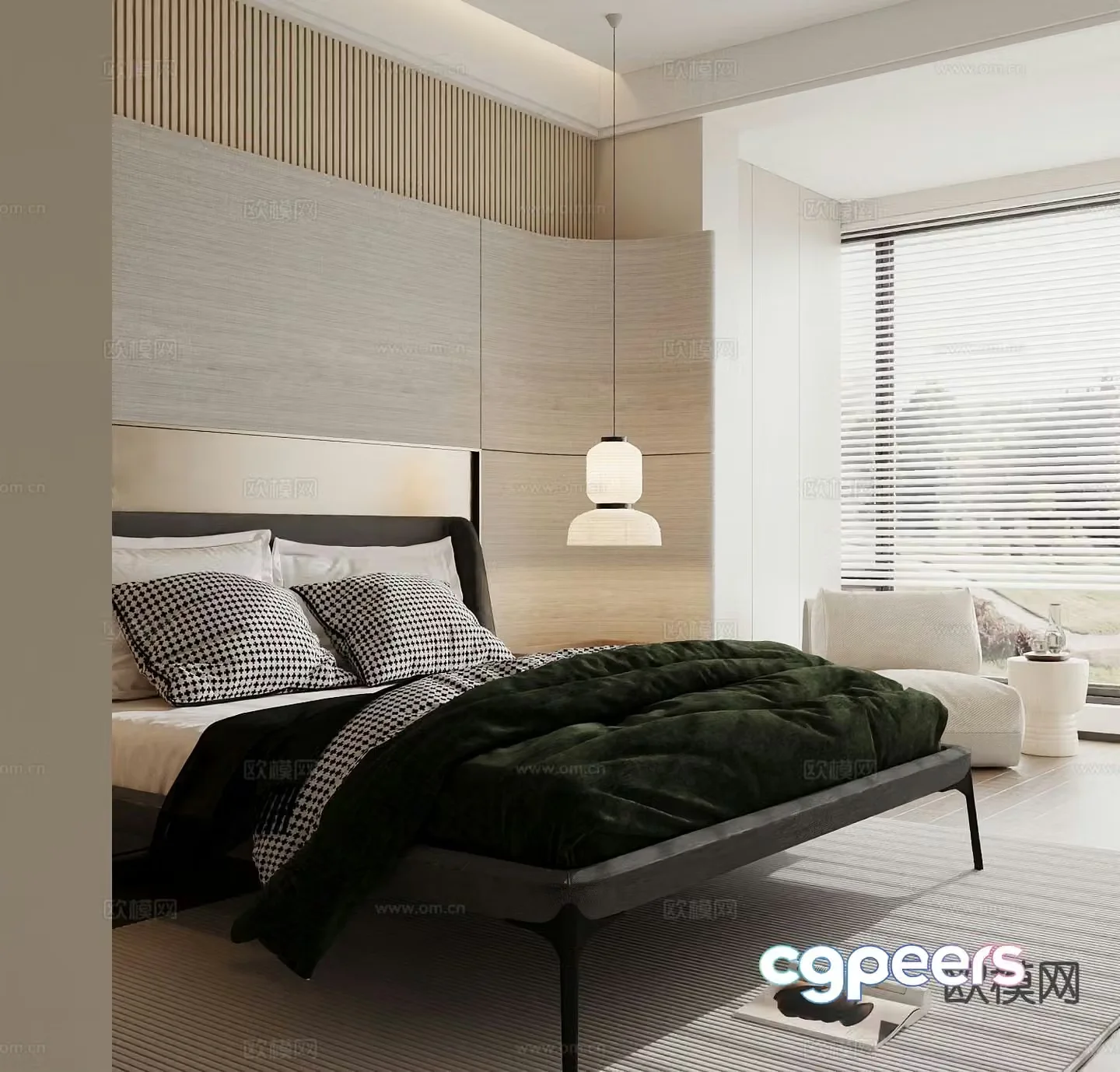 Modern double bed 3d model