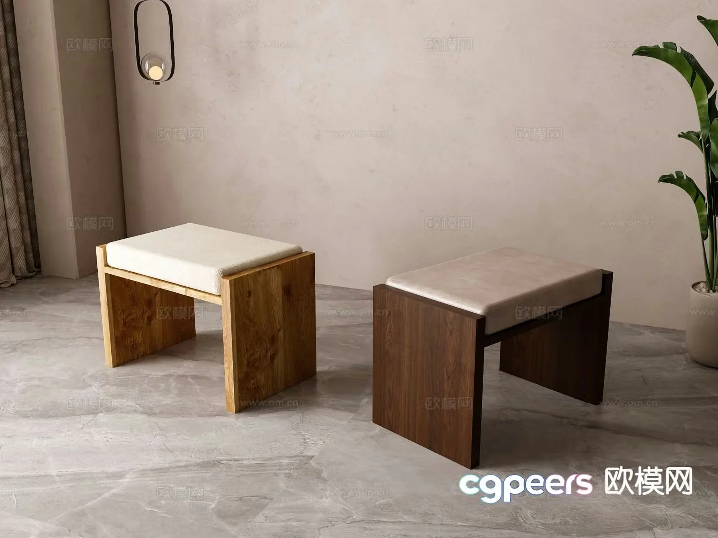Nordic stool low stool leisure stool 3d model