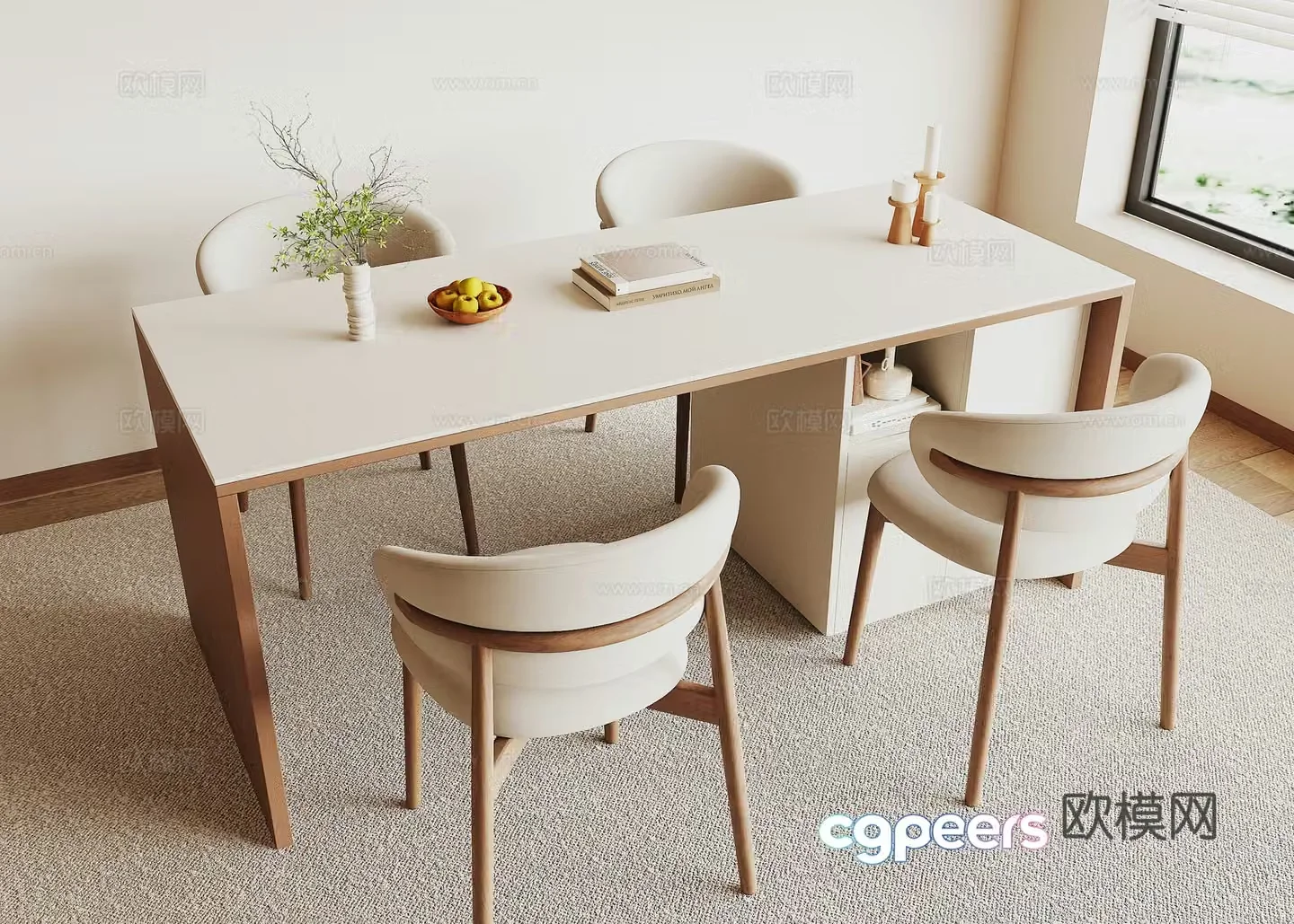 Modern dining table and chair 3d model