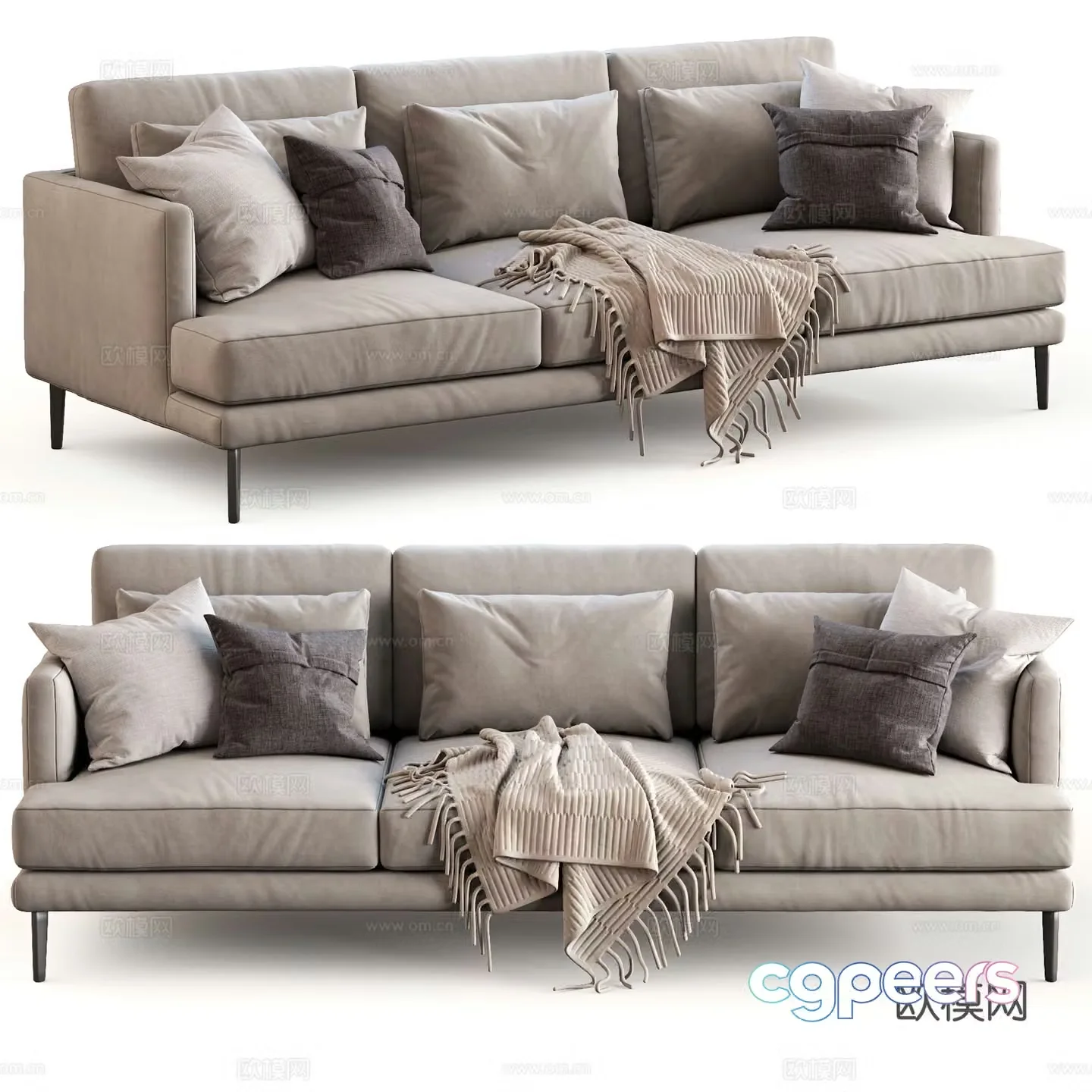 Modern Italian Bonaldo Paraiso Fabric Leisure Sofa 3D Model