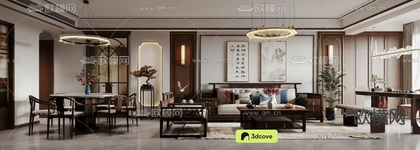 New Chinese style living and dining room