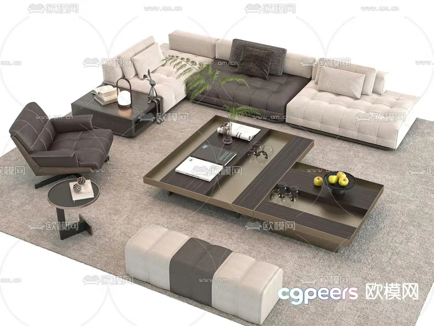 Modern sofa coffee table 3d model