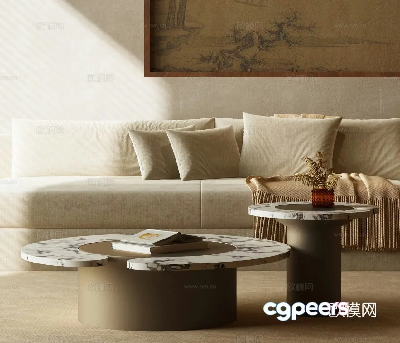 Modern Italian coffee table combination Italian coffee table combination Modern sofa 3D model