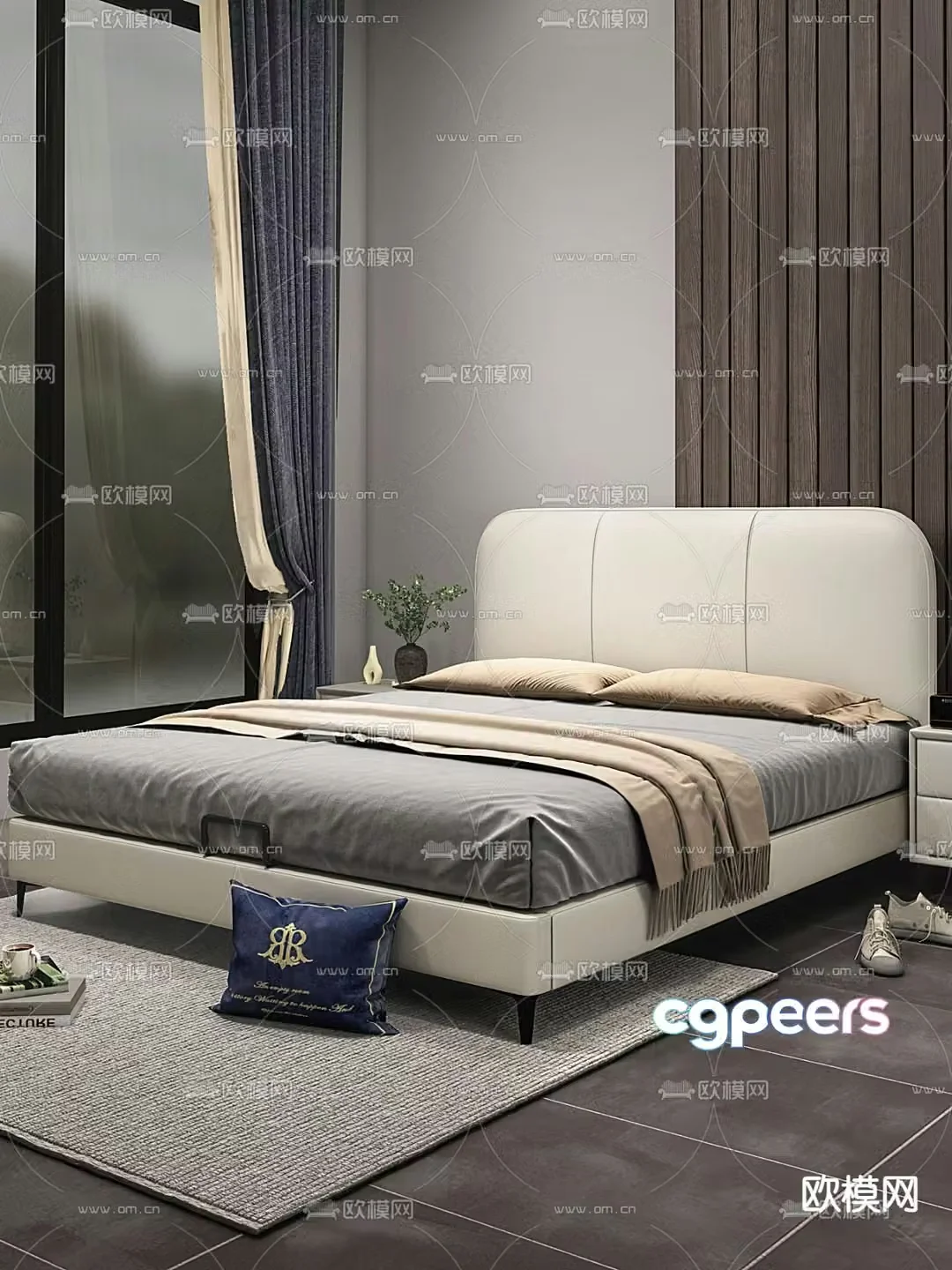 Modern double bed 3d model