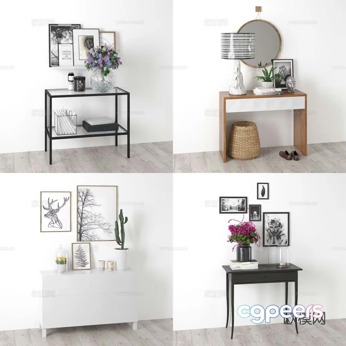 Nordic side cabinet end view cabinet entrance cabinet 3D model