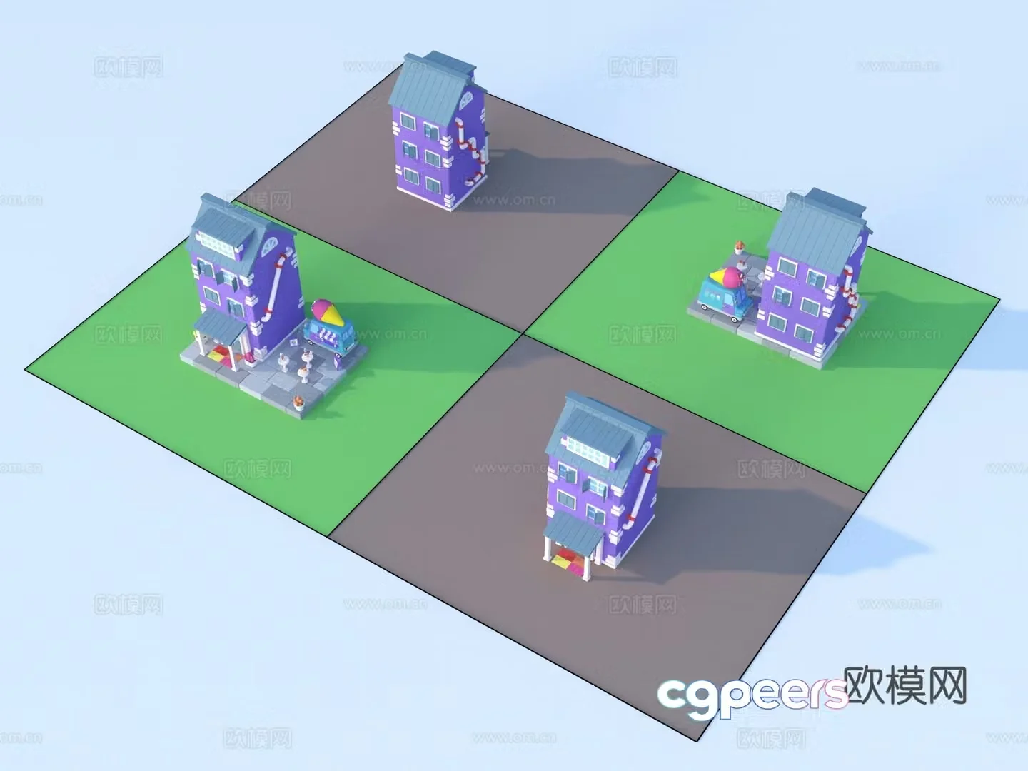 Cartoon toys architecture sketch 3d model