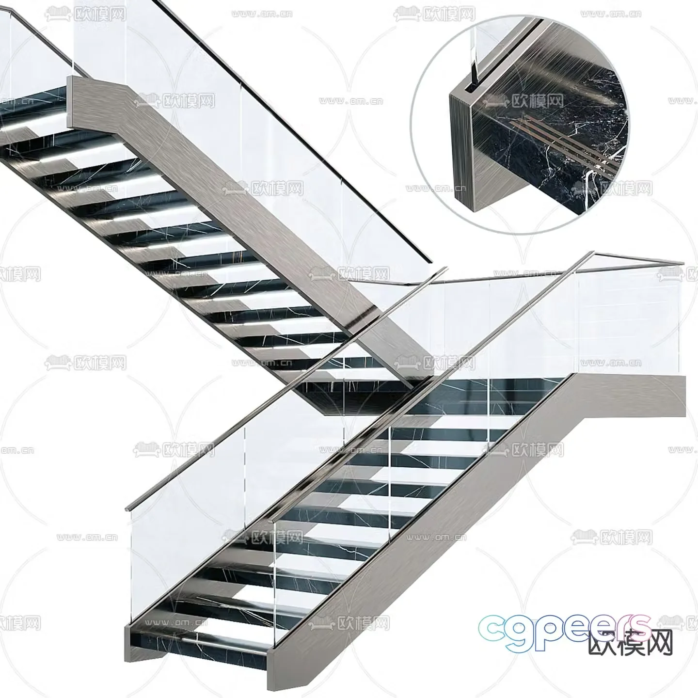 Modern handrail staircase corner staircase 3d model