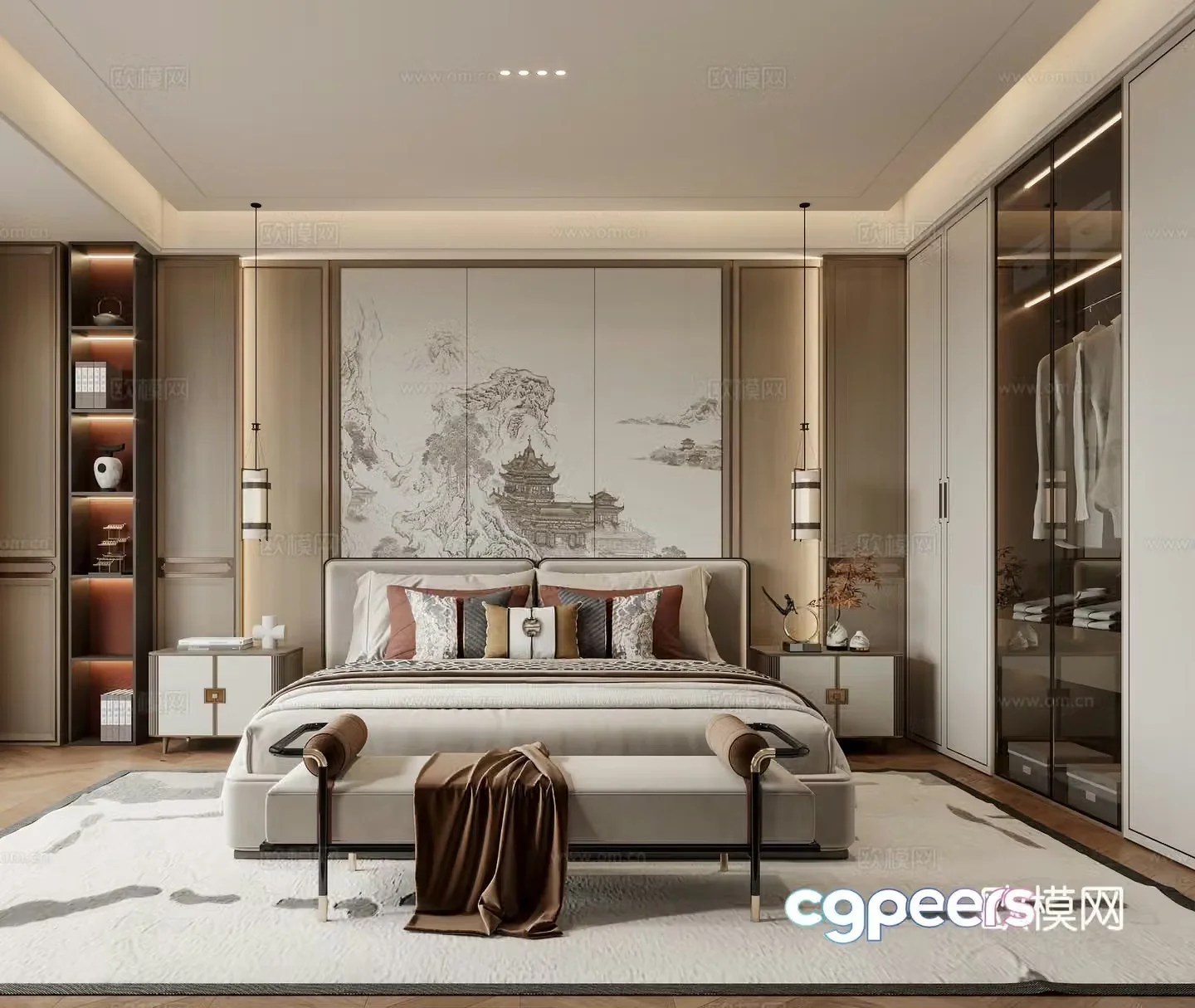 New Chinese bedroom 3D model