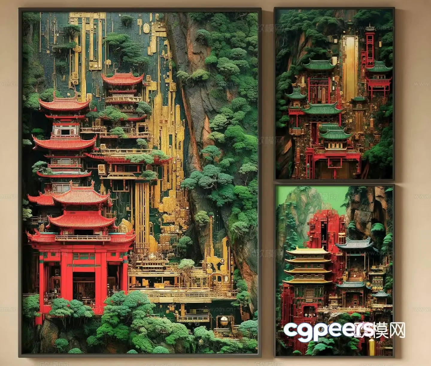Chinese decorative painting 3d model