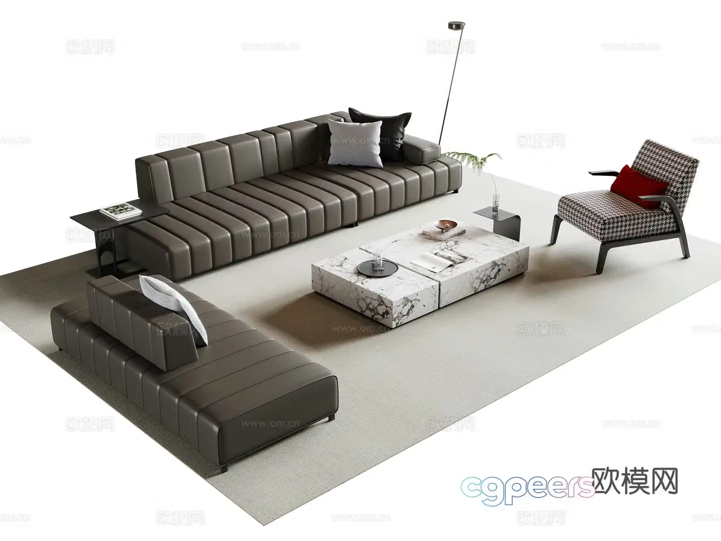 Modern Italian sofa coffee table combination 3D model