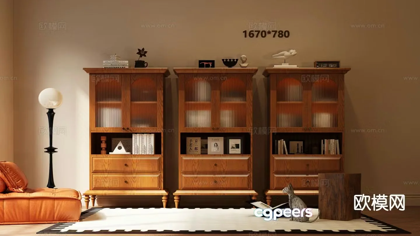 American bookcase bookshelf 3d model