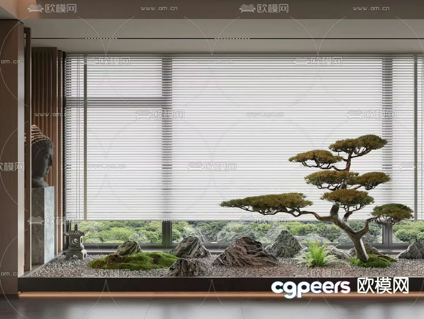 Indoor landscape pine tree landscaping 3d model