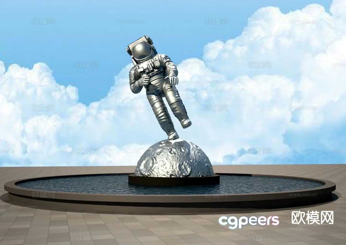 Astronaut sculpture landscape sculpture 3d model