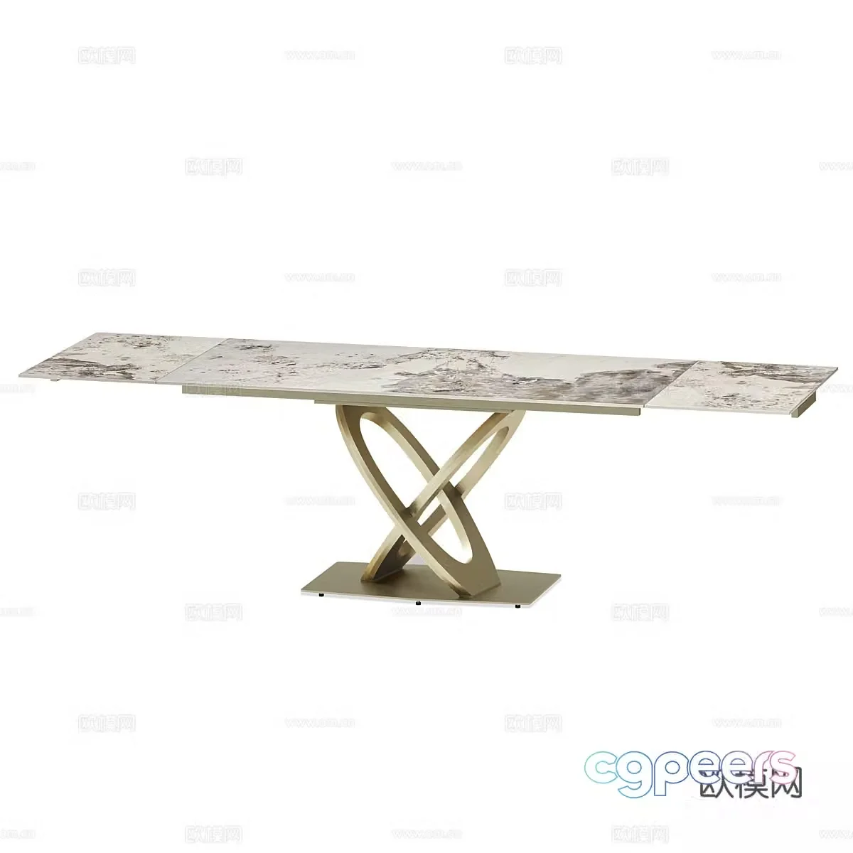Modern Italian light luxury rock slab folding dining table 3D model