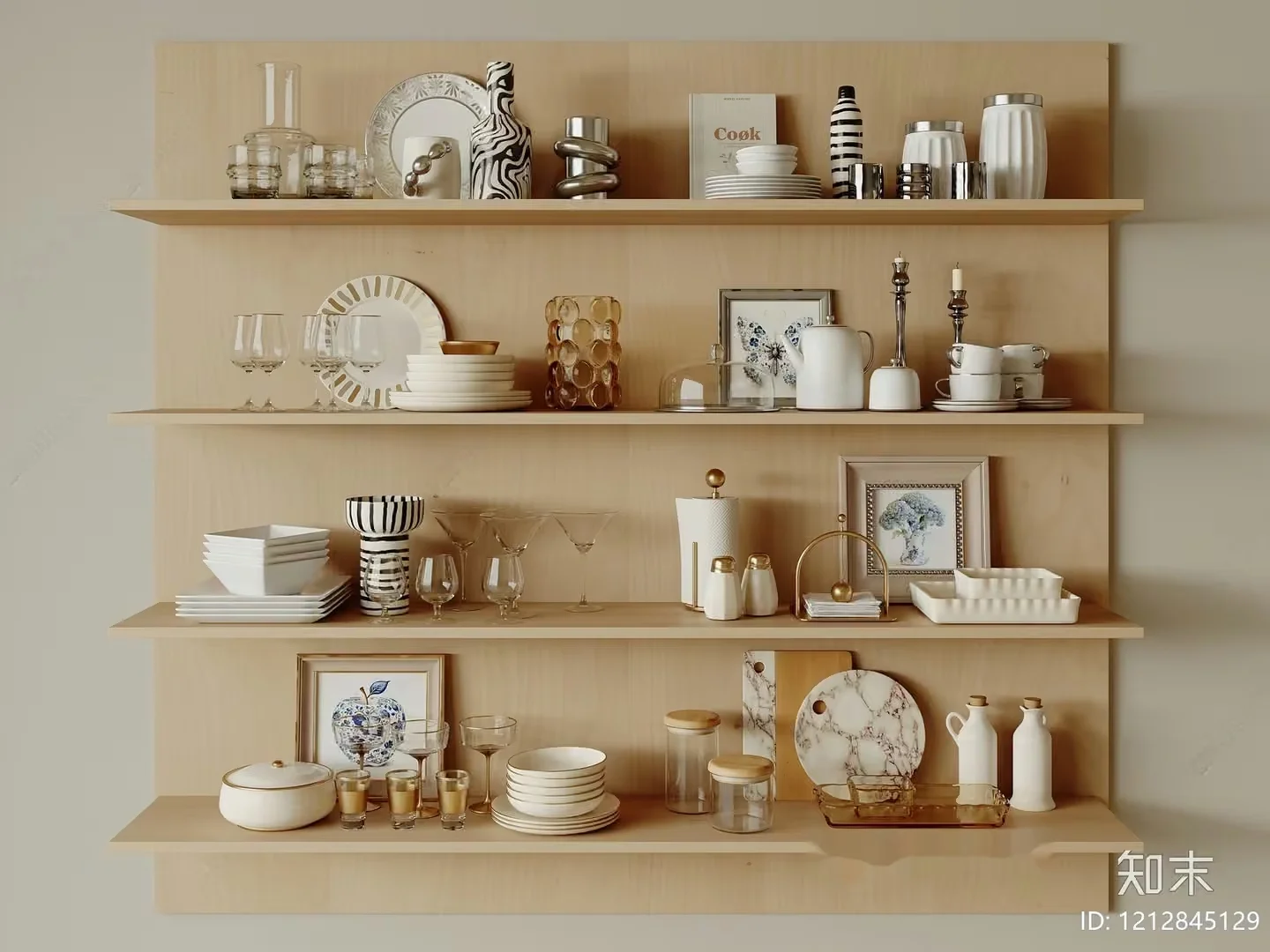 Modern Wooden Shelves 3D Model – 2422 – VRAY Render