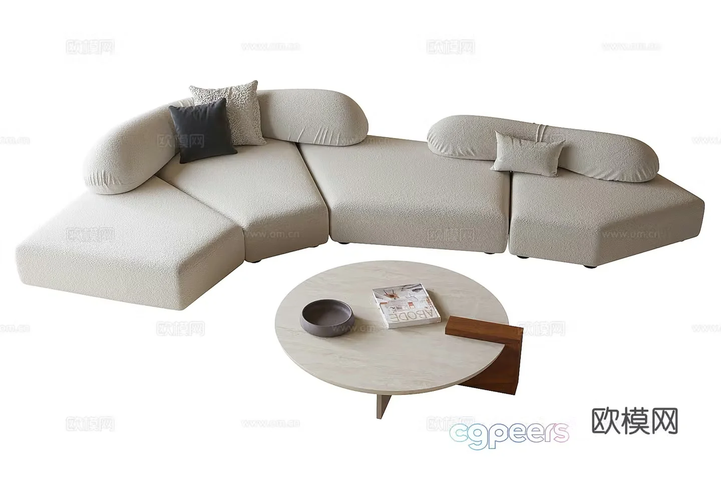 Modern sofa coffee table combination coffee table curved sofa 3D model