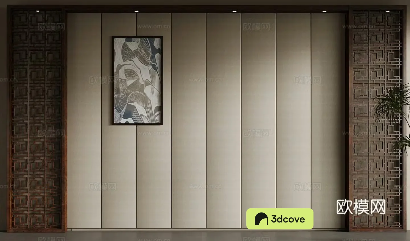Bedside background wall New Chinese style bedside background wall