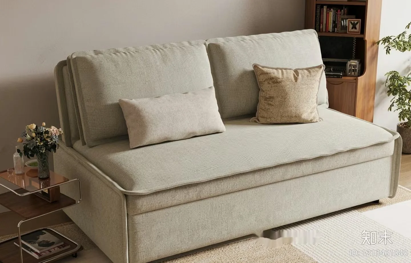 Modern Light Grey Sofa 3D Model – 17045 – VRAY Render