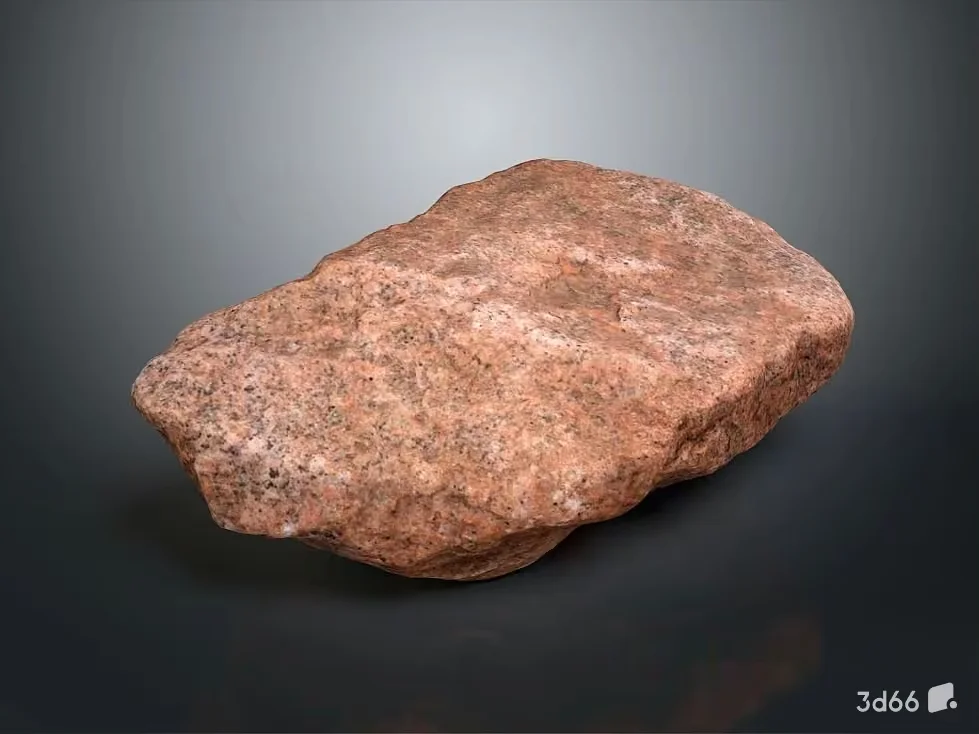 A Single Rough-Textured Rock 3D Model – 20973 – VRAY Render
