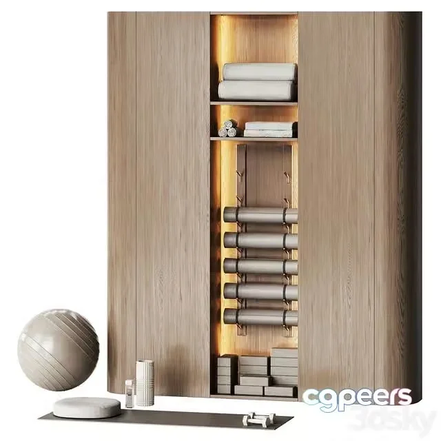 3ds Max Free – Yoga and pilates studio closet with equipment 1