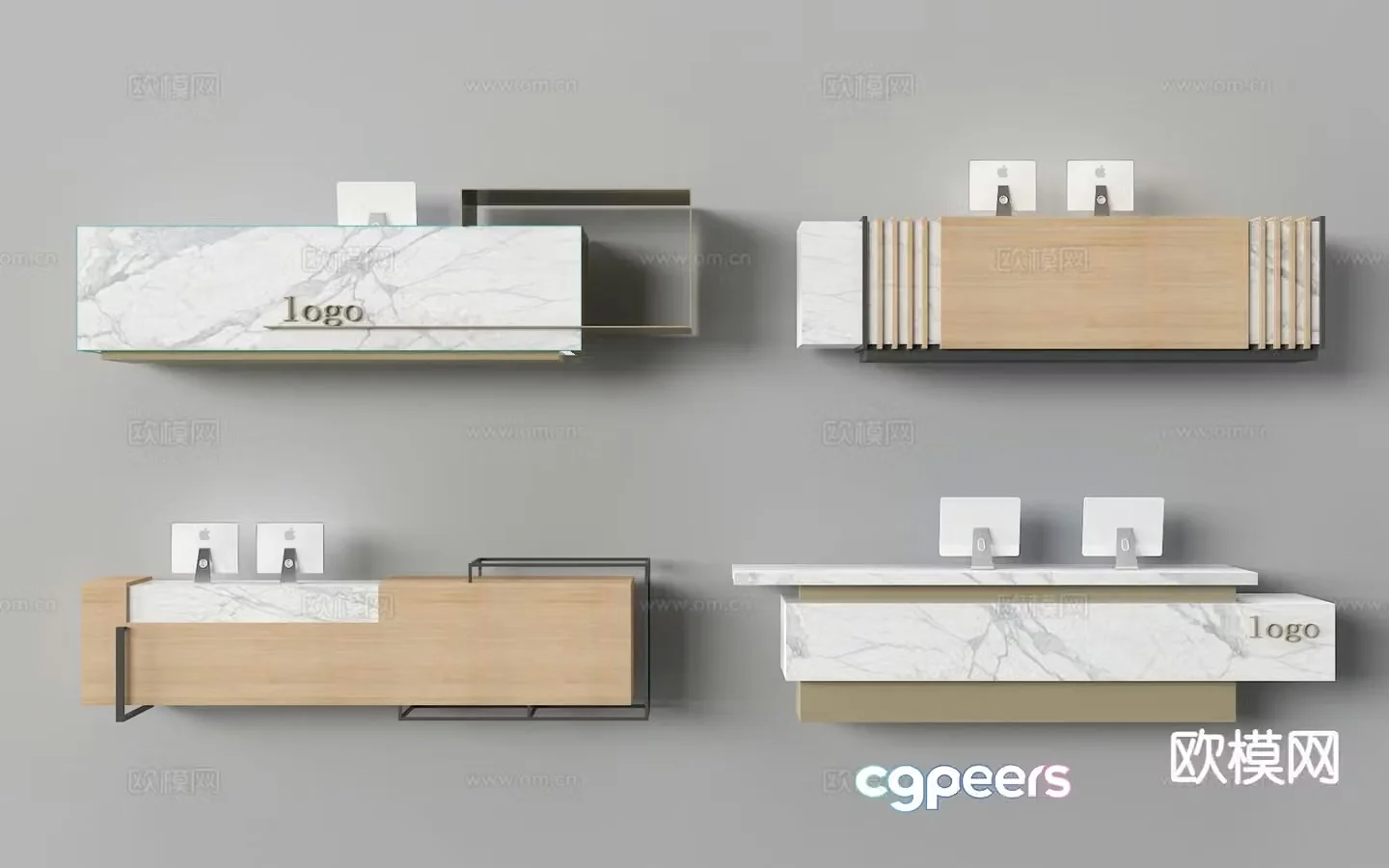 Modern front desk reception desk service desk 3d model