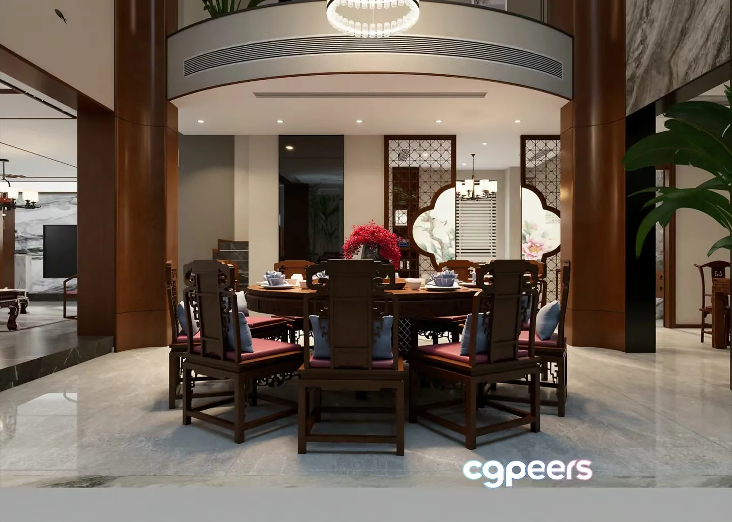 A Large Dining Table 3D Model – 23564 – VRAY Render