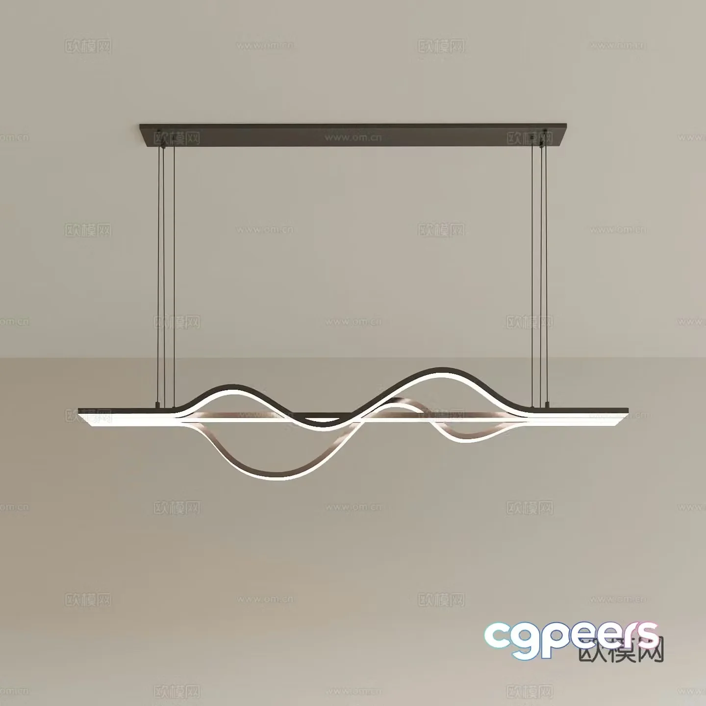 Long chandelier restaurant chandelier 3d model