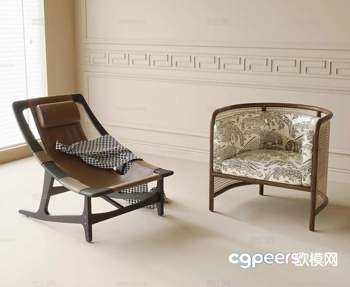Italian style chair leisure chair 3d model
