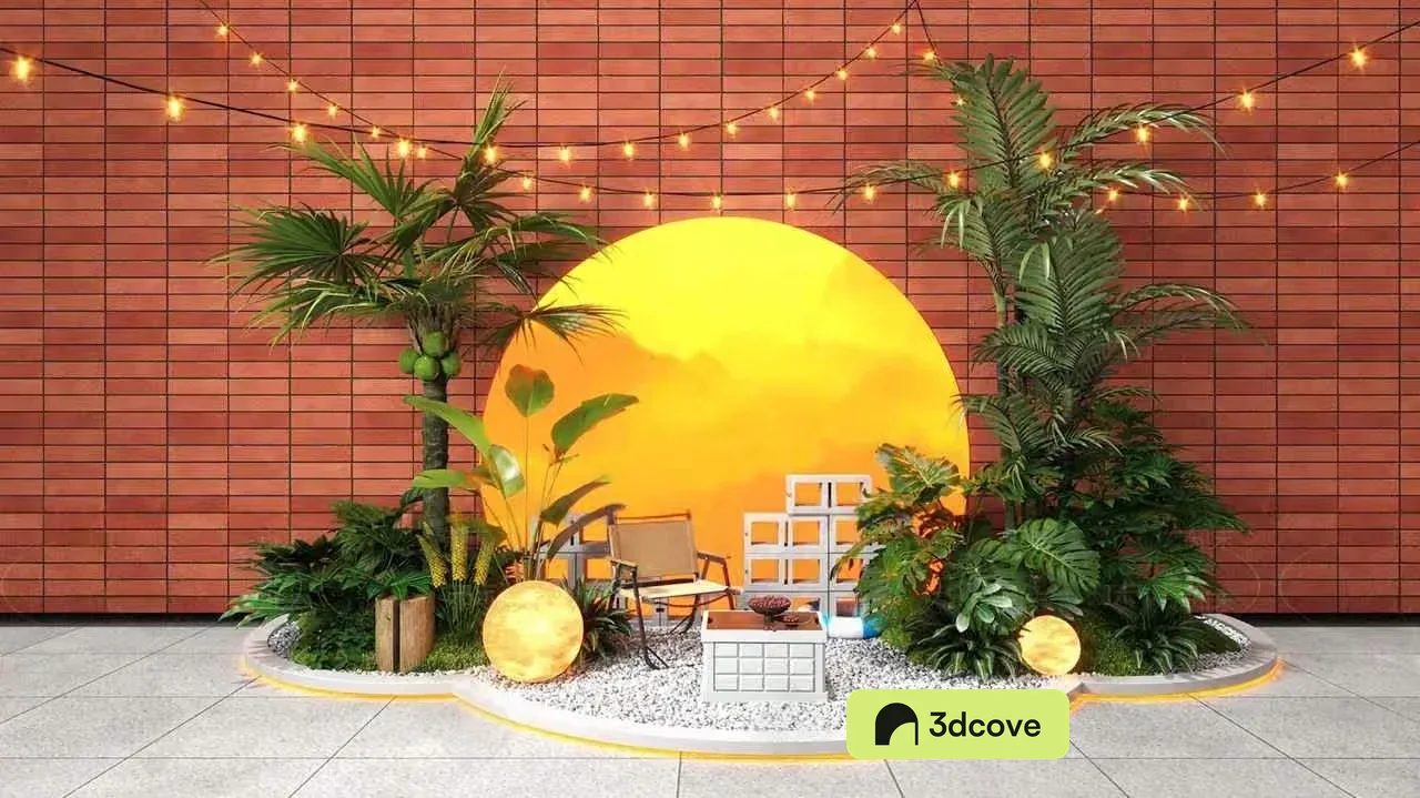 A Tropical-Themed Outdoor Seating Area