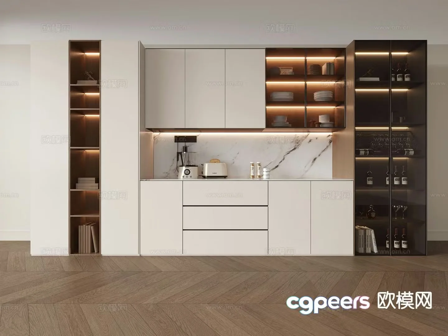 Modern wine cabinet sideboard 3d model